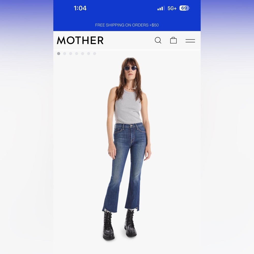 Mother The Insider Crop Step Fray jeans in Girl Crush, size 26